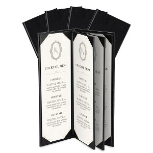 WeChef Restaurant Menu Covers 4.25x14" 4 Page 6 View PU Leather with Angled Corners for Wine List Bar Hotel 5 Pack - 1 of 4