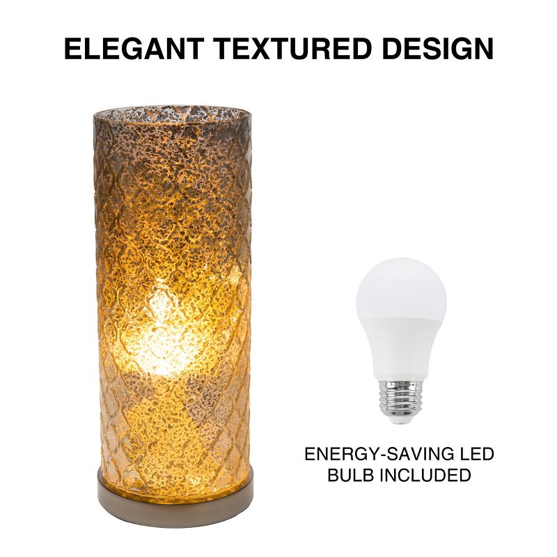 LED Uplight Table Lamp with Silver Mercury Finish, Embossed Trellis Pattern and Included LED Light Bulb for Home Uplighting by Hastings Home, 2 of 8