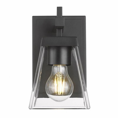 Lauren Matte Black 8.5" Modern Wall Sconce with Clear Flared Glass