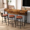 Vynxaria 4-Piece Dining Set 3-Drawer Long Table (Power Outlets/Shell Handles) and 3 Swivel PU Stools, MDF/Metal Frame - 2 of 4