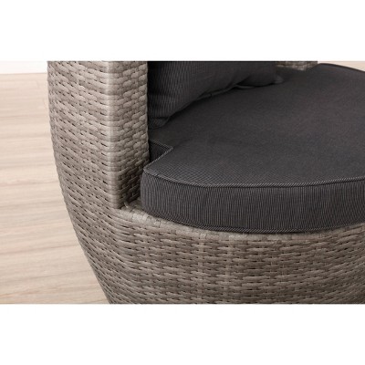 Gray All-Weather Wicker Outdoor Bistro Set with Cushions