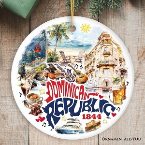 Artistic Dominican Republic Handcrafted Ceramic Ornament, Cultural and Tropical Caribbean Souvenir Gift and Christmas Tree Decor| OrnamentallyYou - 1 of 4