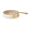 Bloomhouse 8 Inch Heavy Duty Aluminum Premium PFA Free Ceramic Nonstick Saute/Deep Frying Pan Skillet - Linen White with Gold Handle - 2 of 4