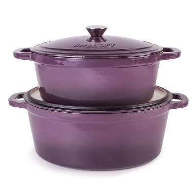 BergHOFF Neo 4Pc Cast Iron Cookware Set, 5qt. & 8qt. Oval Dutch Ovens, Matching Lids