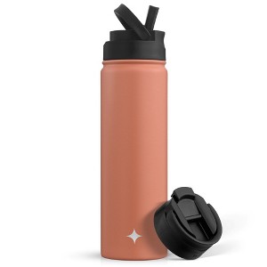 JoyJolt Stainless Steel Water Bottle with Flip Lid & Sport Straw Lid - 22 oz Hot/Cold Vacuum Insulated Stainless Steel Water Bottle - 1 of 4