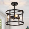 LNC Mocha 4-Lights 11.8-in Matte Black Drum Modern Semi-flush Mount Lights - 2 of 4