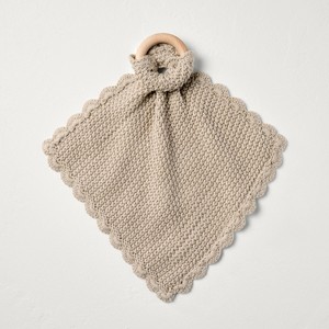 Soft Knit Baby Security Blanket with Wood Ring - Hearth & Hand™ with Magnolia - 1 of 3