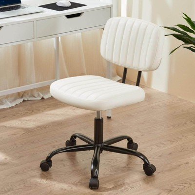 FONTOI Task and Office Chairs, Office Chair with Cross-Leg and Adjustable Height, Armless Swivel for Home Office, White, 18.5"*33.8"*27.1"