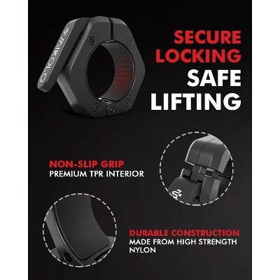Magnetic Barbell Clamps, 2 Inch Olympic Barbell Clips with Anti Slip TPR Lining and Quick Release for Home and Gym Use