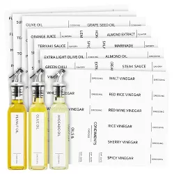 Talented Kitchen 132 Preprinted Minimalist Oil Labels for Bottles, Condiments Labels, Oils and Vinegars Dispenser Stickers, Pantry Labels for Bottles