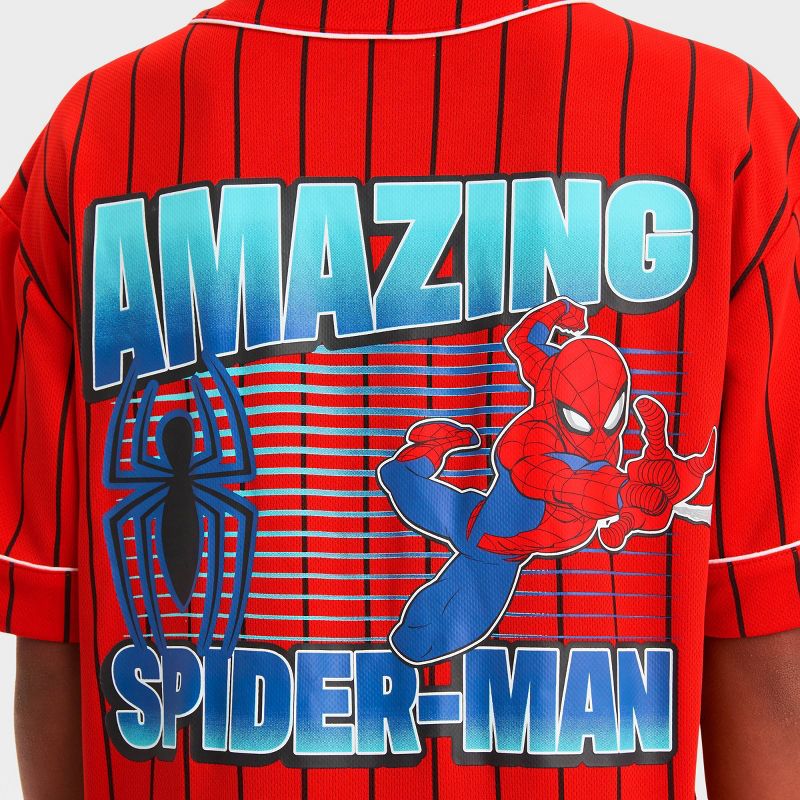 Boys&#39; Spider-Man Baseball Jersey - Red/White, 2 of 4