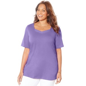 Catherines Women's Plus Size Suprema Sweetheart Tee - 1 of 4