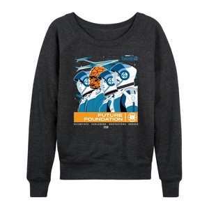 Women's - Marvel - Fantastic 4 Retro Lightweight French Terry Wide Neck Long Sleeve Graphic Shirt - 1 of 4