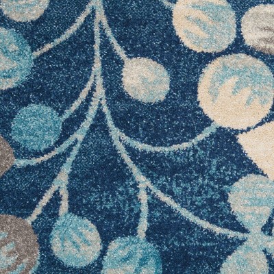 Elegant Navy Floral 5'3" x 7'3" Synthetic Easy-Care Area Rug