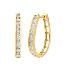 Gilded 1/4 to 1 Cttw Natural Diamond Hoop Earrings in Sterling Silver or 14KT Gold-Plated, Elegant & Ethical Jewelry for Women, Gift Box Included - 1 of 3