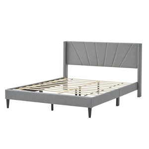Infans Queen Bed Frame Modern Platform Bed with Linen Upholstered Wingback Headboard - 1 of 4