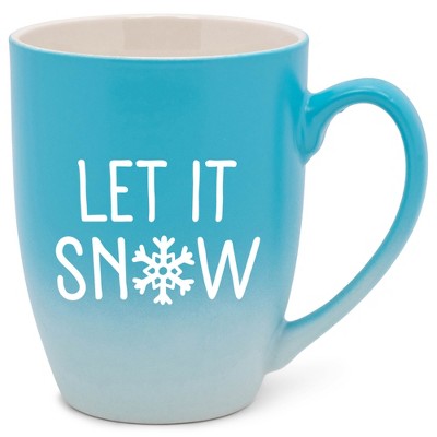 Elanze Designs Let It Snow Baby Let It Reindeer Two Toned Ombre Matte Teal and White 12 ounce Ceramic Stoneware Coffee Cup Mug