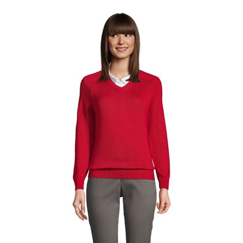 Lands' End School Uniform Women's Cotton Modal V-neck Sweater - Large ...
