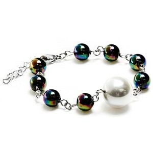 ELYA White Shell and Multicolor Glass Bead Steel Bracelet - 7" - 1 of 3