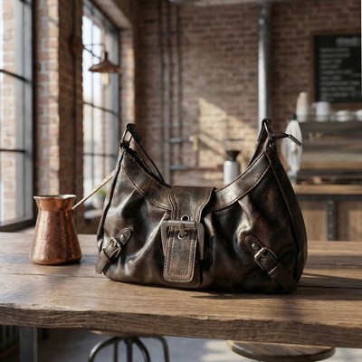 INSPIRE CHIC Shoulder Bag for Women Y2K Underarm Purse Retro Crescent Handbag with Belt Buckle Coffee 11.4*3.1*6.3 inches — фото 3