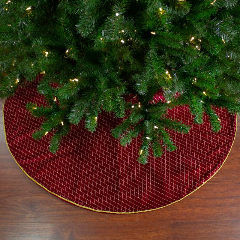 Northlight 48" Red and Gold Diamond Pattern Christmas Tree Skirt, 4 of 5