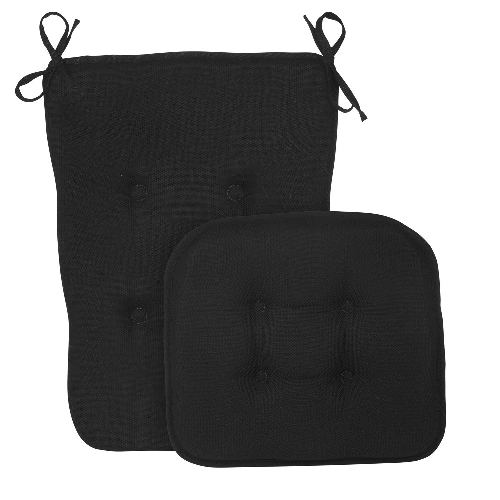 Photos - Pillow Gripper 2pc Embrace Low Profile Rocking Chair Cushion Set - Black: Indoor Oblong Chair Pads, Solid Polypropylene & Polyester
