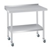 Stainless Steel Table 30 x 24 Inches with Backsplash 4 Caster Wheels,Heavy Duty Kitchen Worktable with Adjustable Under Shelf for Restaurant Business - 2 of 4