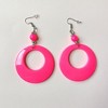 Fluorescent Large Retro Hoop Dangle Earrings - Lightweight 80s 90s Acrylic Circle & Cross Costume Earrings - 2 of 4