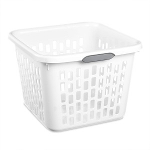 Sterilite Laundry Basket, Plastic Clothes Hamper, Large Square Bin with Comfort Grip Handles and Reinforced Rim, 1.5 Bushel Capacity, White, 24 Pack - 1 of 4