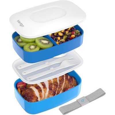 Classic Bento Box, Stackable 3-Compartment Lunch Box with Removable Utensil Set and Sealing Strap, BPA-Free, Food Container Ideal