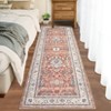 Boho Vintage Area Rug Machine Washable Non Slip  Low Pile Ultra Thin Floor Mat Non Shedding Floral Printed Indoor Carpet - 3 of 4