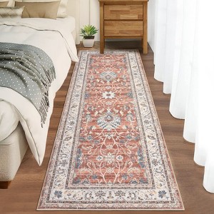 Washable Area Rug, Oriental Vintage Design, Soft Faux Wool Carpet, Non-Slip and Stain Resistant, Ideal for Living Room, Bedroom, Kitchen, Office - 1 of 4
