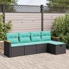 vidaXL 5-Piece Patio Sofa Set - Black Poly Rattan with Cushions, Garden Furniture for Backyard, Terrace, Porch, or Outdoor Lounge - 2 of 4