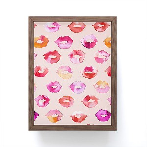 Ninola Design Sweet Pink Lips Framed Mini Art Print 4" (H) x 3" (W) x 1" (D) - Society6 - 1 of 3