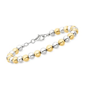 Ross-Simons Italian 6mm Sterling Silver and 18kt Gold Over Sterling Bead Bracelet - 1 of 3