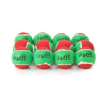 Midlee 1.5" Mini Squeaker Christmas Dog Tennis Balls - Red/Green Pack of 12