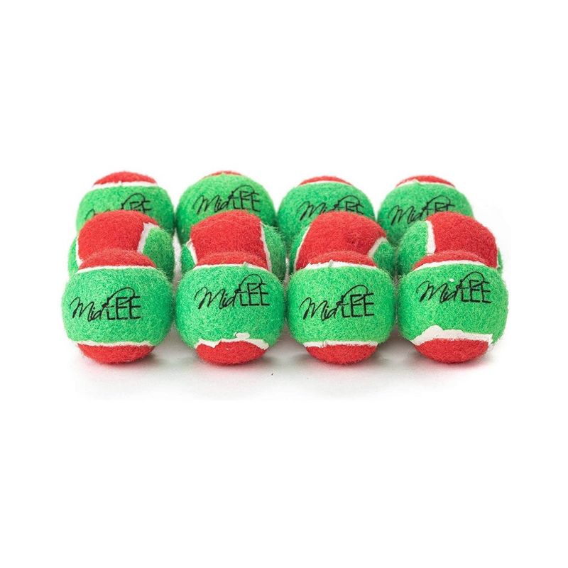Midlee 1.5" Mini Squeaker Christmas Dog Tennis Balls - Red/Green Pack of 12, 1 of 9
