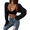 Women's Long Sleeve Open Front Cardigan Drop Shoulder Knit Bolero Shrug Sweater Cardigan for Outerwear - 3 of 4