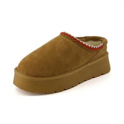 CUSHIONAIRE Women’s Kabuki Genuine Suede Platform Mule Slippers with Memory Foam, Indoor/Outdoor, Wide Widths Available