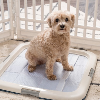 Navy and White Plastic Dog Pad Holder with Non-Skid Feet