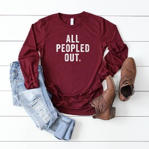 Simply Sage Market Women's Graphic Sweatshirt All Peopled Out Cursive - 1 of 4