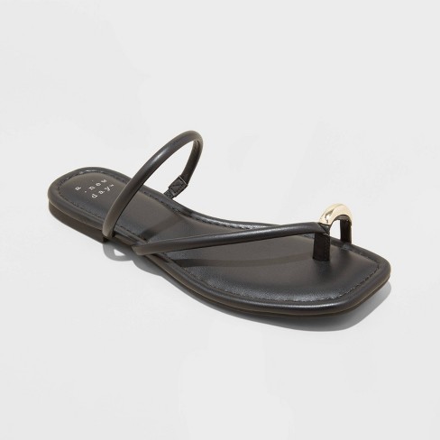 Women's Hanna Toe Ring Thong Sandals - A New Day™ Black 7 : Target