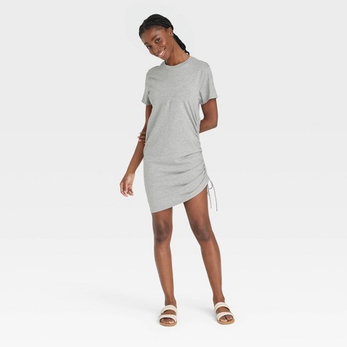 Women's Short Sleeve Side Ruched T-shirt Dress - Universal Thread™ Gray Xl  : Target
