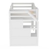 NicBex Twin Size Loft Bed Castle Shape Pine Bed Frame with 2 Windows, Storage Stairs and Full Length Guardrail, No Box Spring Required, White - 4 of 4