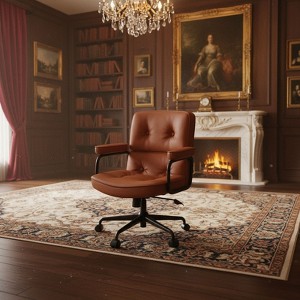 SUGOLD Brown Office Chair, Wide Seat Desk Chair with Lumbar Support, Ergonomic Task Chair for Home & Office Use - 1 of 4