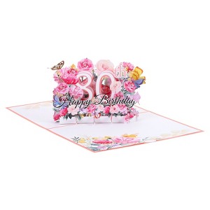 Unique Bargains 3D Handcrafted Pop-Out Gift Cards with Greeting Card and Envelope Pink - 1 of 4