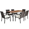 Tangkula 7PCS Patio Dining Furniture Set w/ Wooden Tabletop Cushion Umbrella Hole - 2 of 4