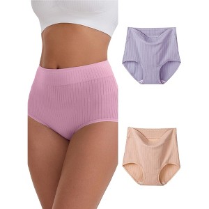 INSPIRE CHIC Women's High-Waisted Cotton Underwear Full-Coverage Airy Strong Elasticity Briefs 3 Packs - 1 of 4