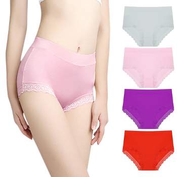 Cheap 3Piece/Lot Mid-High Waist Women's Panties Lace Breathable Tummy Plus Size  Women's Triangle Pants Underwear Briefs