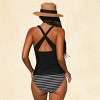 Women's Solid Swim Top & Striped Swim Bottom 2pc Tankini Swimsuit Sets - Cupshe - 4 of 4